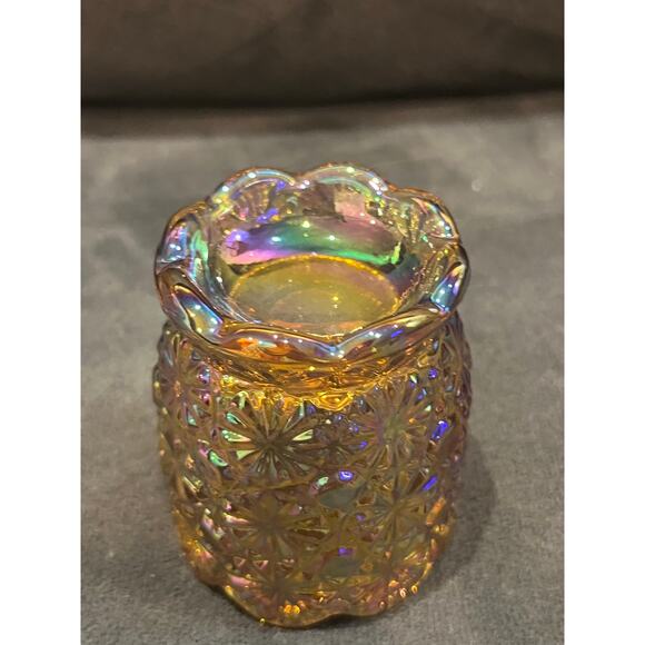 Vintage 1960s MCM LE Smith Daisy Button Orange Yellow Carnival toothpick holder - Picture 2 of 4